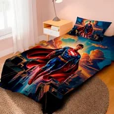 Lençol Cobre Leito Solteiro e Fronha Super Man Super Homem/ Pronta entrega/ envio imediato
