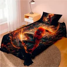 Lençol Cobre Leito Solteiro e Fronha Homem Aranha FOGO/ Pronta entrega/ envio imediato