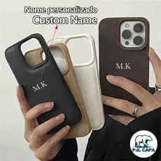 Luxo DIY Personalizado Iniciais Capa De Couro Para iPhone 17 16 15 14 13 12 11 Pro Max