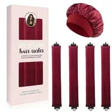 Varas de Curling Sem Calor, Conjunto 4 Unidades, Touca de Cabelo