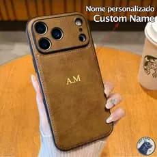 Capa De Couro PU Com Nome Gravado Em 3D Personalizado Para iPhone Air 17 16 15 14 13 12 11 Pro Max