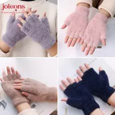 JOLEONS Luvas De Meio Dedo Inverno Outono Cor Sólida Sem Dedos
