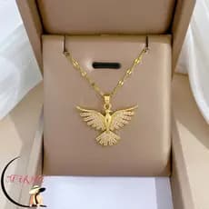 MARITA Colar Pingente Phoenix , De Aço Inoxidável Asas , Minimalista Dourado Versátil Cadeia De Clavícula Mulher
