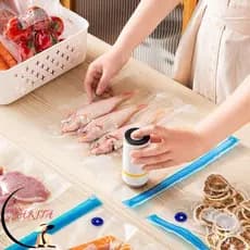 Mita 10 Unidades De Sacos De Armazenamento De Alimentos A Vácuo , Reutilizáveis De Vedação De Grande Capacidade Compress