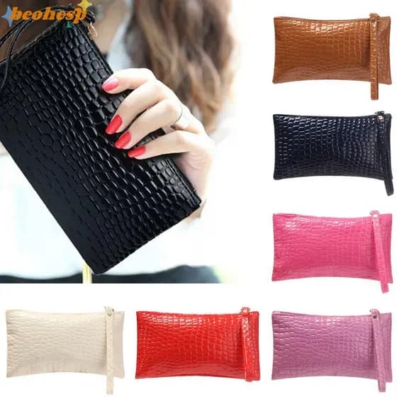 BEOHESP Clutch Tote Pure Color PU Couro Bolso Para Telefone À Prova D'água