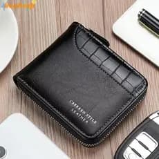 Bolsa Masculina BEOHESP , Carteira De Couro PU De Luxo , Zíper Para De Dinheiro Com Porta-Cartões De Bolso Moedas