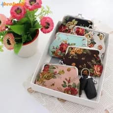 Bolsa De Moedas BEOHESP , Carteira De Lona Vintage , Feminina Com Estampa De Flores