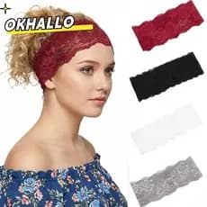 Faixa De Cabelo De Renda De Malha OKHALLO , Cabeça Elástica Elegante , Touca Oca Leve E Respirável