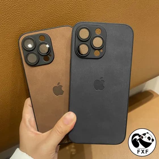 Capa De Couro De Pele De Cordeiro Luxuosa Com Sensação Para iPhone Air 17 16 15 14 13 12 11 Pro Max Plus Protetor De Len