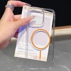Capa Acrílica Magnética De Carga Sem Fio Magsafe Transparente Para iPhone 16 15 14 13 12 11 Pro Max