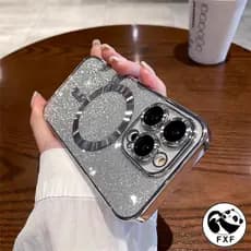 Luxo Chapeamento Glitter Caso De Telefone Para iPhone 16 15 14 13 12 11 Pro Max Casos Magnéticos Magsafe Carregamento Se