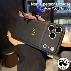 DIY Personalizado Nome Iniciais Letras Capa De Couro Para iPhone Air 17 16 15 14 13 12 11 Pro Max
