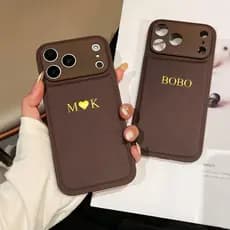 Capa De Couro PU Personalizada DIY Para iPhone 17 16 15 14 13 12 11 Pro Max Nome Personalizado Folha Quente Dourada Grav