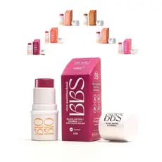 Blush Bastão Cremoso Stick BioBio 3 em 1 Batom Sombra Vegano Toque Seco Natural Proteção Solar FPS63