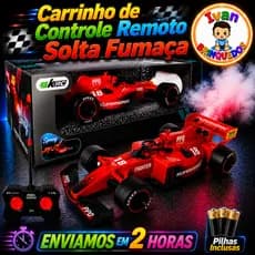 Brinquedo Carrinho de Controle Remoto Recarregável Formula1 Solta Fumaça Controle Total Menino e Acessórios