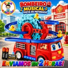 Carrinho Bombeiro Pista de Patinhos Roda Gigante Infantil Músical Infantil Montanha Russa Menino Presente de Aniversário