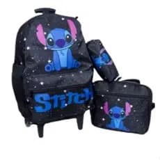 Kit Mochila Rodinha Escolar Juvenil Infantil Lancheira Estojo