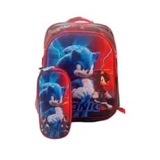Kit Mochila Com Estojo Sonic Filme Infantil 3d Realista Azul Azul Sonic
