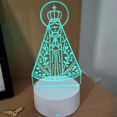 Luminária Abajur LED 3D Nossa Senhora Aparecida Rgb Acrílico + Brinde Exclusivo
