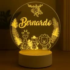 Luminária LED 3D Personalizada com nome Bernardo – Abajur Infantil Decorativo Quarto Menino