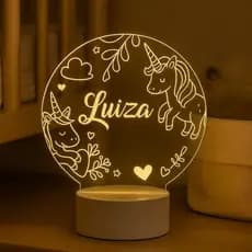 Luminária LED 3D Personalizada com nome Luiza – Abajur Infantil Decorativo Quarto Menina