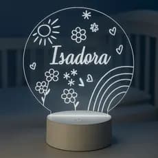 Luminária LED 3D Personalizada com nome Isadora – Abajur Infantil Decorativo Quarto Infantil