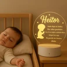 Luminária LED 3D Personalizada com nome Heitor – Abajur Infantil Decorativo Quarto Menino