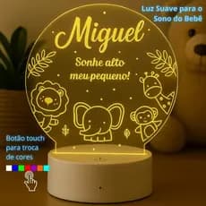 Luminária LED 3D Personalizada com nome Miguel – Abajur Infantil Decorativo Quarto Menino