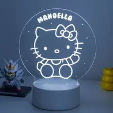 Luminária LED 3D Personalizada com nome – Abajur Infantil Decoração Quarto Bebê Hello Kitty