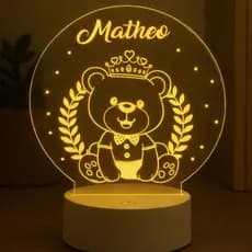 Luminária LED 3D Personalizada com nome Matheo – Abajur Infantil Decorativo Quarto Menino