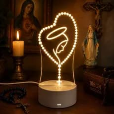 Luminária Abajur Nossa Senhora do Silêncio Terço Presente Religioso Católico