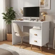 OFERTA Mesa Estudo New York Escrivaninha 2 Gavetas Nicho Home Office Escritório Quarto Compacta