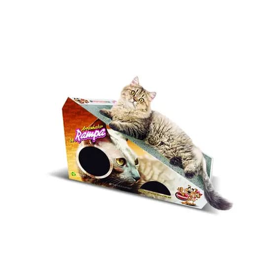 Arranhador rampa para Gatos Brinquedo de papelão c/ 2 Bolinhas Furacão Pet