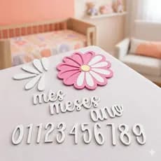 Kit Mesversário Flor 12 Pétalas Margarida Impressão 3D Personalizável