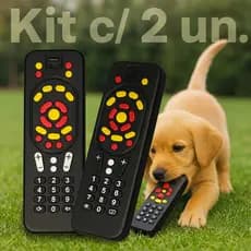 kit c/ 2 Brinquedos Mordedor Controle Remoto Atóxico Para Cães Filhotes Massageador Meadora Toys