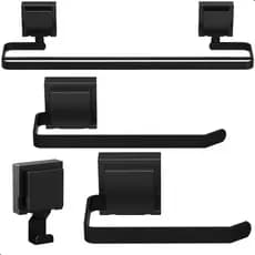 Kit Acessórios Banheiro Com Ventosa Preto 4 Peças Duplo Max