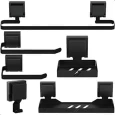 Kit Acessórios Para Banheiro Com Ventosa Preto 6 Peças Max