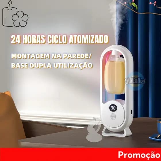 Difusor de Aroma Sem Fio de Parede | Umidificador e Desodorizador de Ambientes com Óleo Essencial