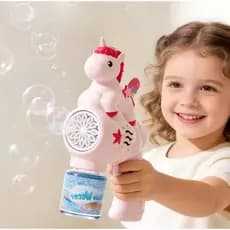 Pistola de Bolhas Automática com Design de Unicórnio, Brinquedo Colorido com Diversos Modelos para Crianças