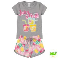 Conjunto Infantil Sortido Feminino Blusa + Shorts Kit Roupa Menina Juvenil Algodão Confortável