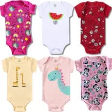 Kit 10 Peças Body Bebê Avulso Menina Menino Verão Manga Curta Sortida Suedine 100% Algodão P ao GG