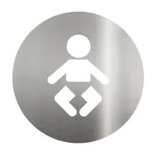Placa Sinalizacao Banheiro Fraldario Em Inox Bebe Trocador Cor Da Moldura Prata