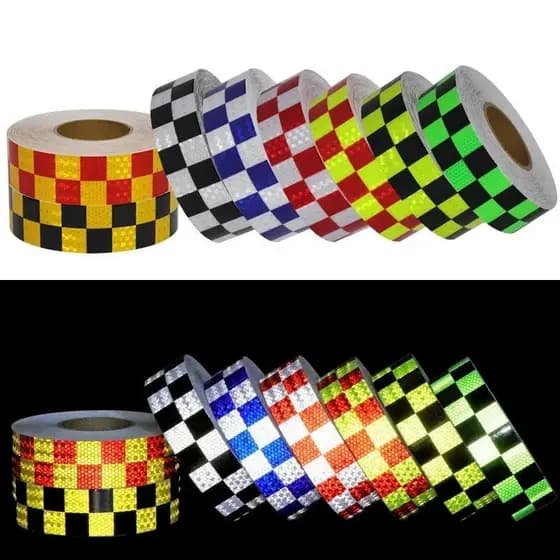 Fita faixa Adesiva Quadriculada xadrex Refletiva Seguranca 3mx5cm