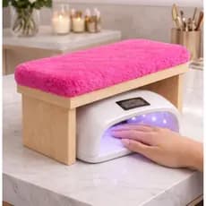 Apoio de Mão Pelúcia Alongamento Nail Designer Manicure Retangular Natural