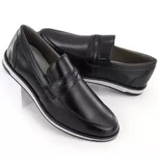 Sapato Mocassim Oxford Masculino de Couro Brilhante Solado Confortável Costurado Preto e Café Loafer Estiloso em Estoque