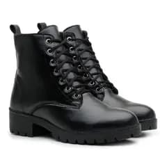 Coturno Feminino Salto Baixo Bota Cano Curto Moderna de Cadarço Botinha Ótima para Dia a Dia Promoção