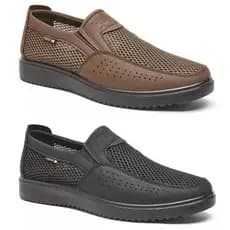 Kit 2 Pares Tênis Sapatilha Masculino Mocassim Calce Fácil Material Respirável Solado Macio Ortopédico Trilha Caminhada