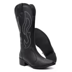 Bota Feminina Texana de Couro Super Confortável Leve e Macio Botina Country Bico Fino Super Resistente em Estoque