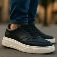 Tênis Masculino Casual de Couro Super Confortável de Couro Macio Solado Antiderrapante Cores Variadas Top Envio já