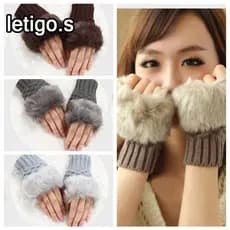 [LETIGO] Luvas De Inverno Outono Quentes Ladies Half-Finger Malha Espessa De Pelúcia Sem Dedos